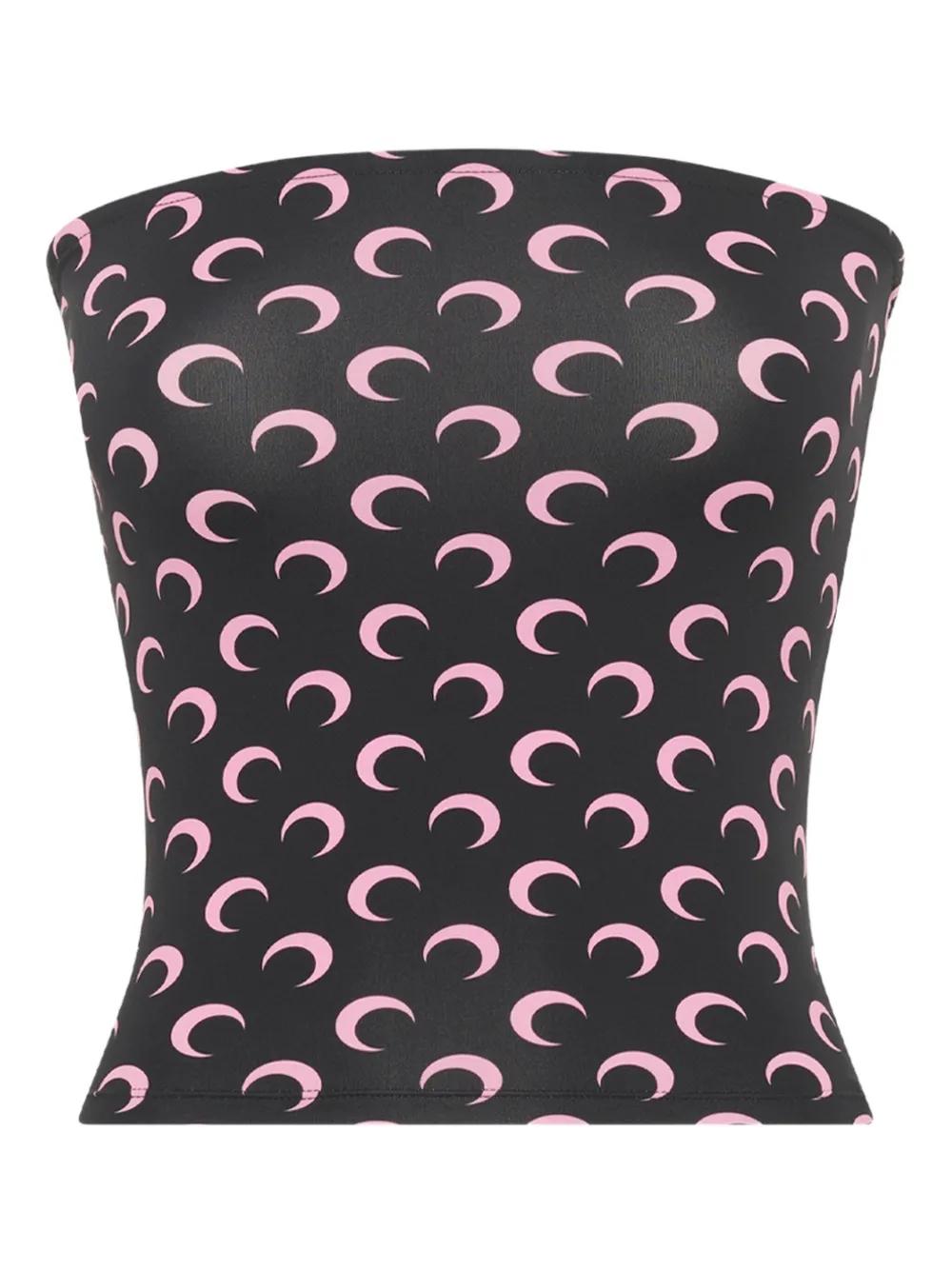 Marine Serre Moon Printed Second Skin Tube Top in Black | Lyst