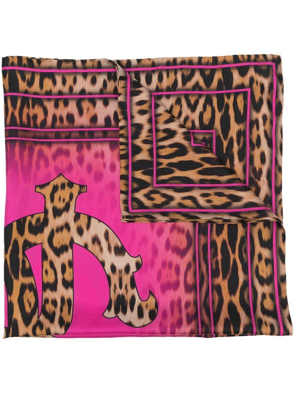 Roberto Cavalli Mirror Snake Leopard-print Scarf in Pink | Lyst