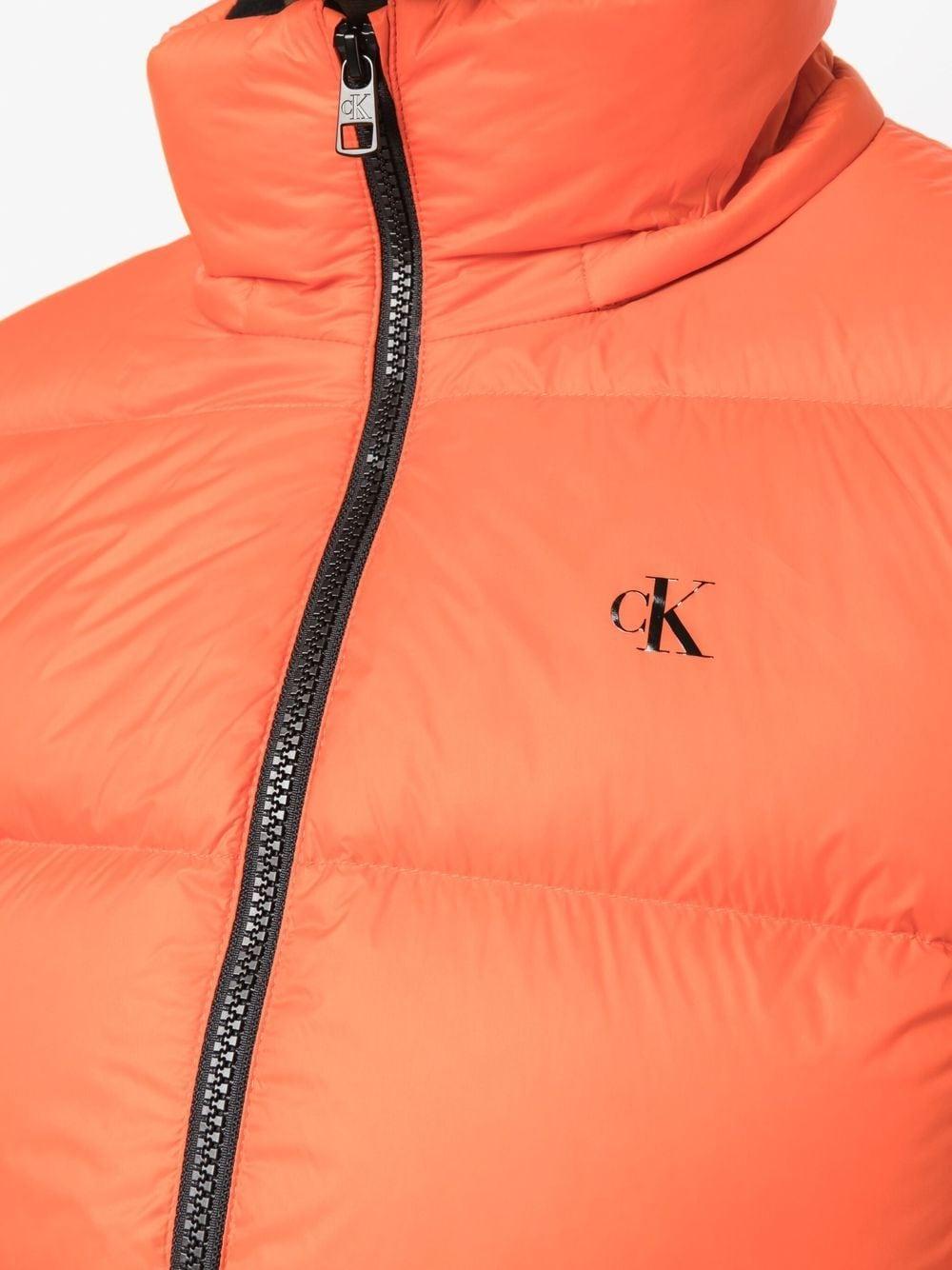 Calvin Klein Logo-print Down Puffer Jacket in Orange | Lyst