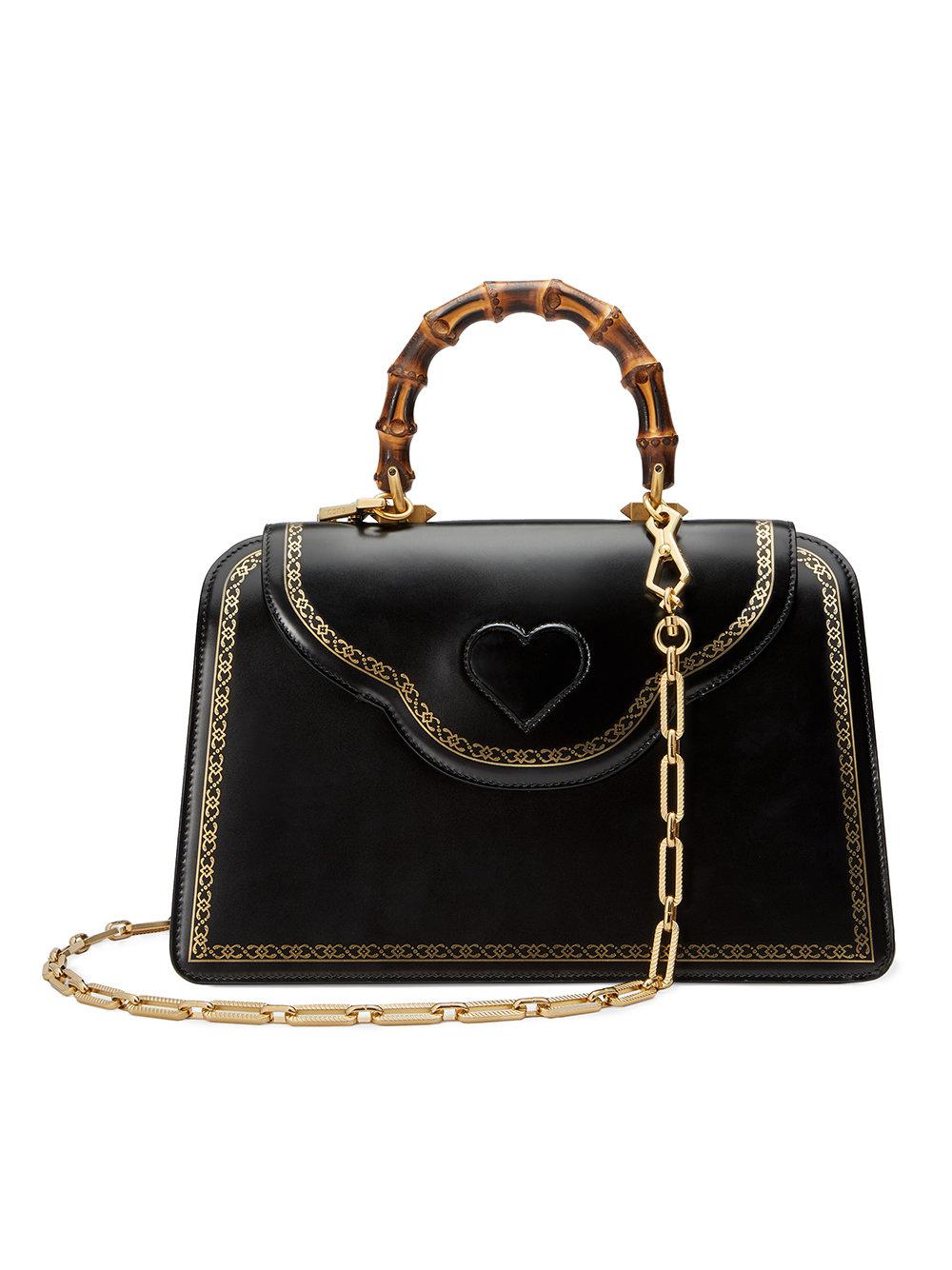 Gucci Frame Print Leather Top Handle Bag in Black Leather (Black) | Lyst