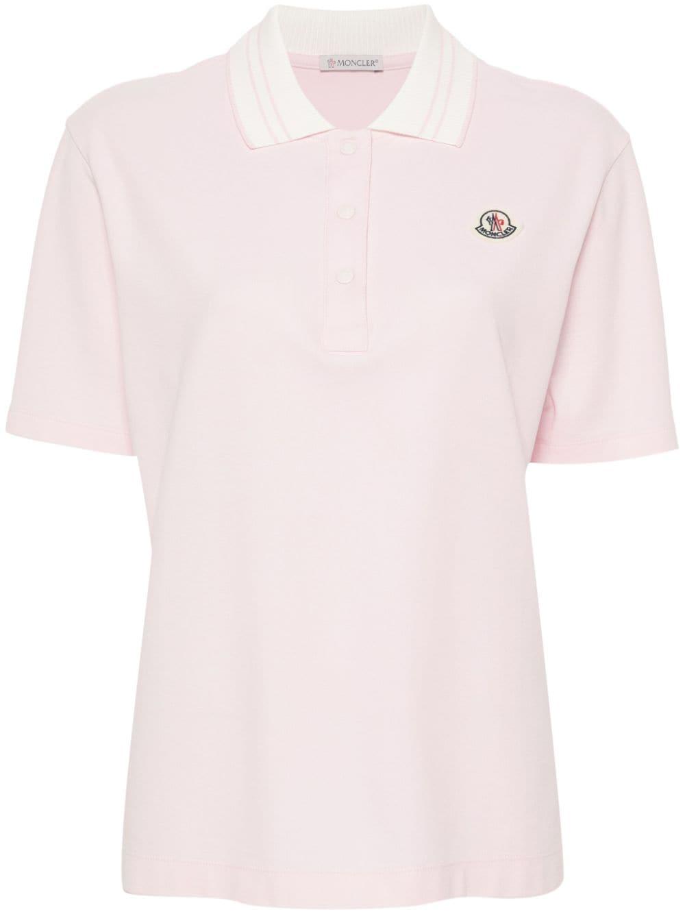 Moncler Logo-appliqué Polo Shirt in Pink | Lyst UK