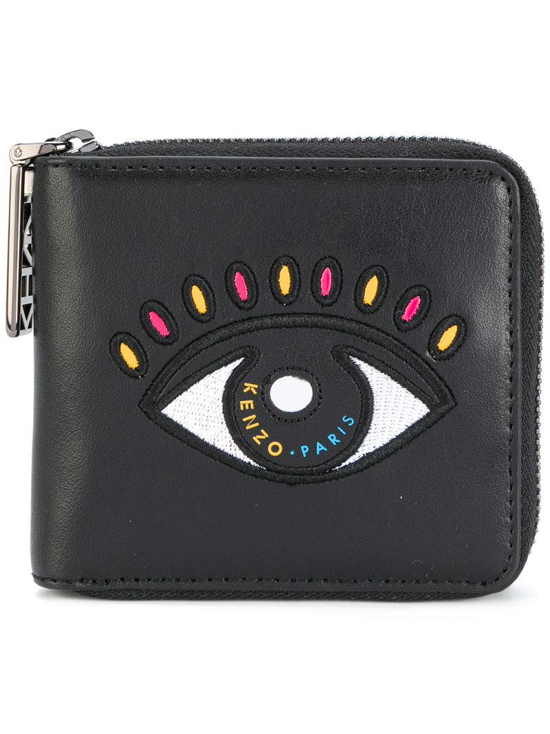KENZO Leather Eye Wallet in Black for Men Lyst