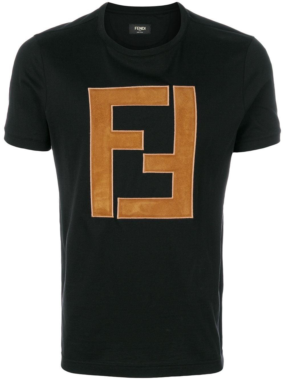 Fendi Ff Logo-patch T-shirt in Black for Men | Lyst