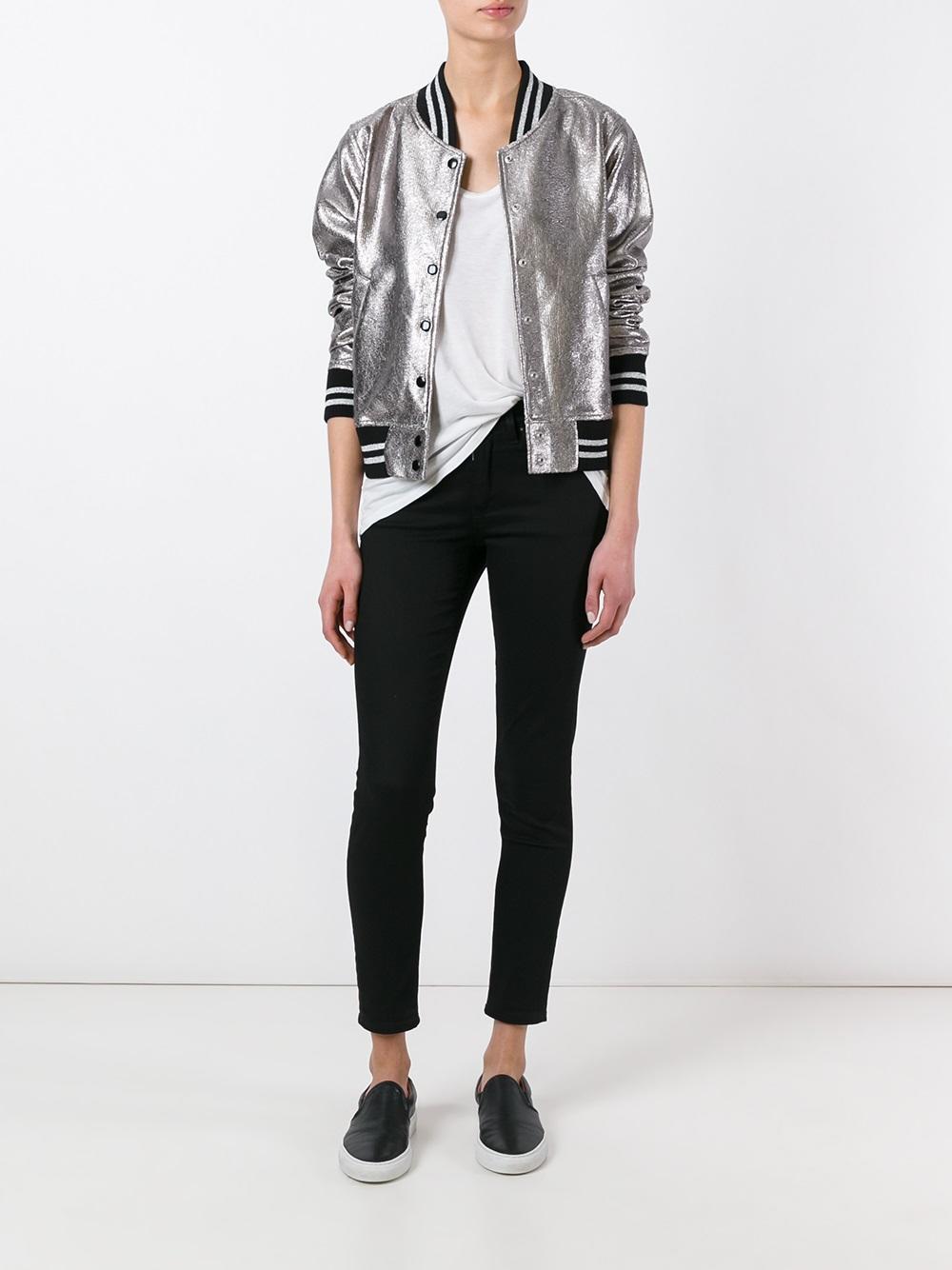 metallic bomber jacket womens