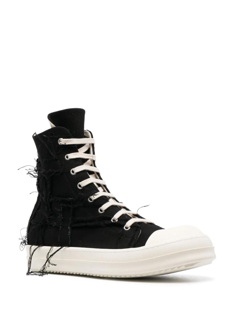 Rick Owens Distressed-Effect Lace-Up High-Top Sneakers in