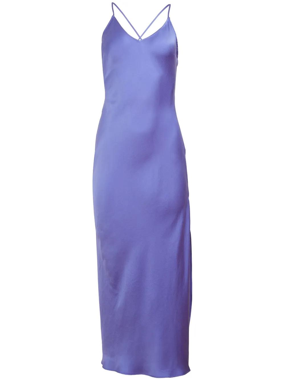 fleur du mal purple dress fleur du mal Sheer Plunge Bias Slip in Wisteria