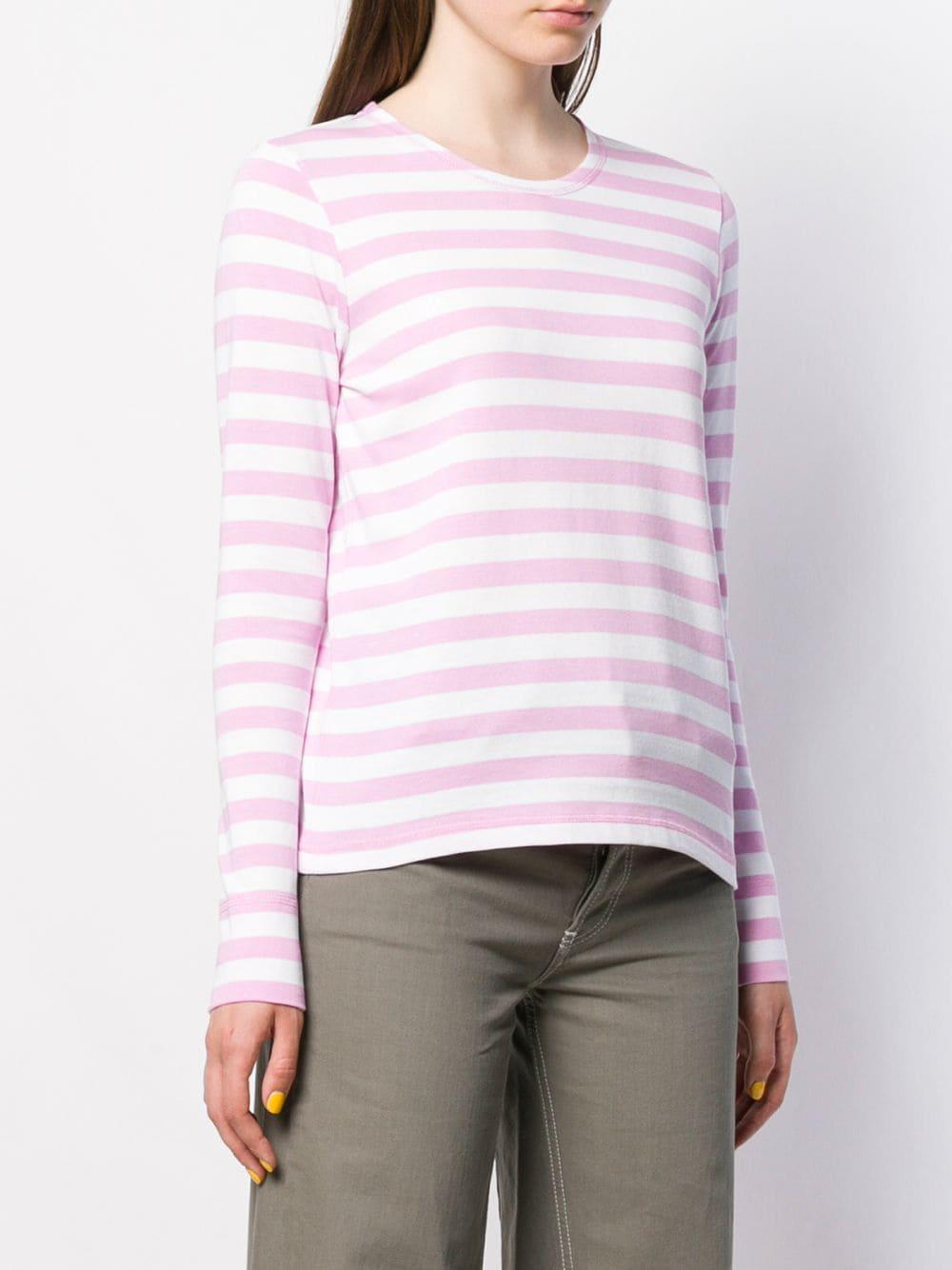 Ganni Striped Top in Pink | Lyst