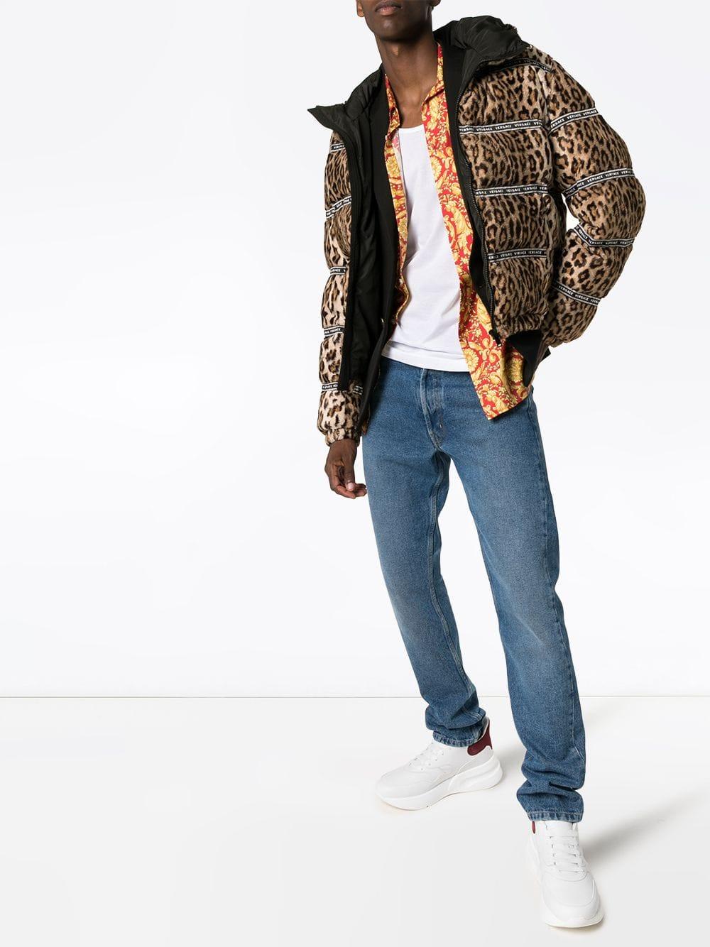 leopard print puffer jacket mens