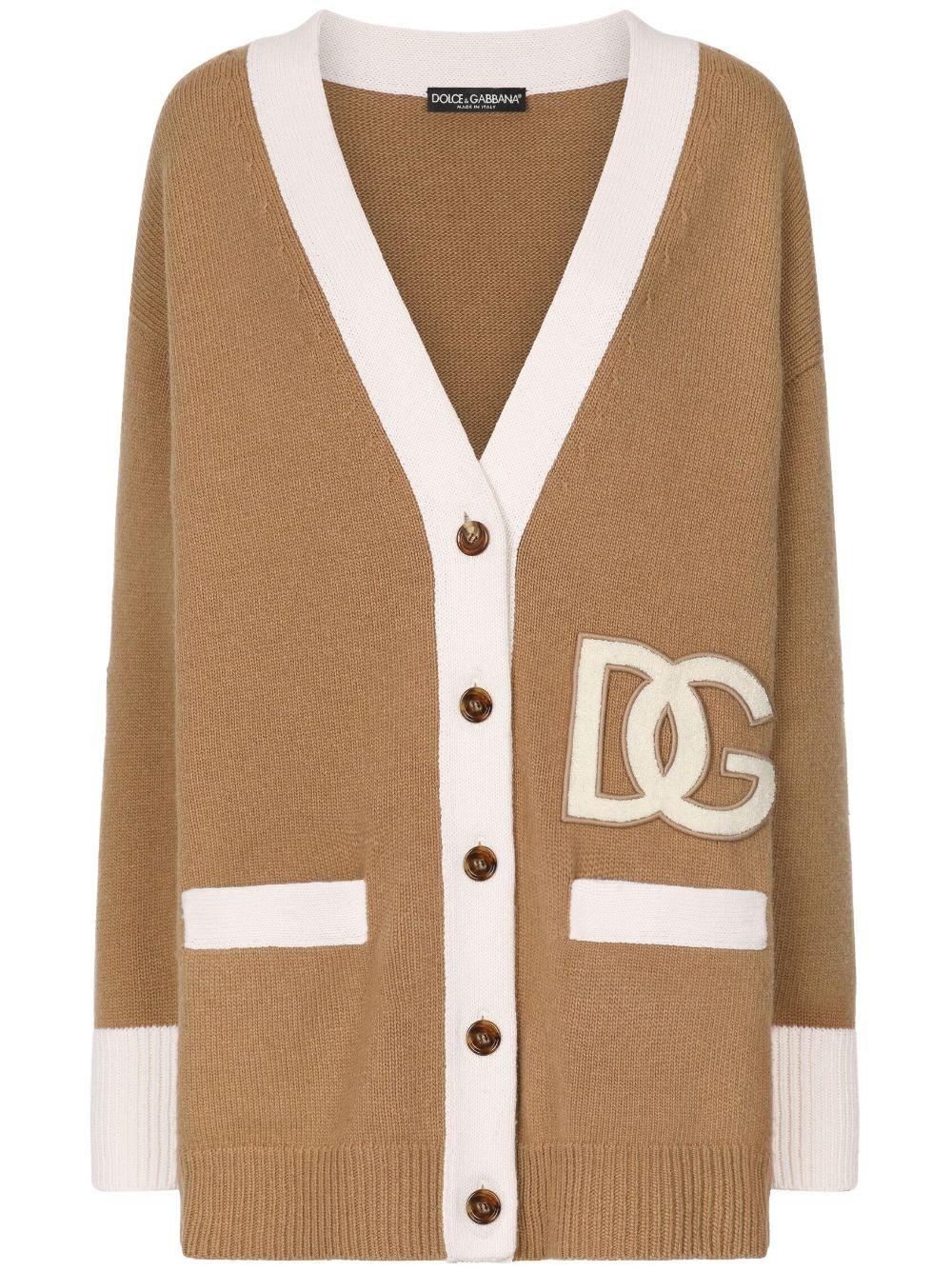 Dolce & Gabbana Logo Wool Cardigan in Natural | Lyst