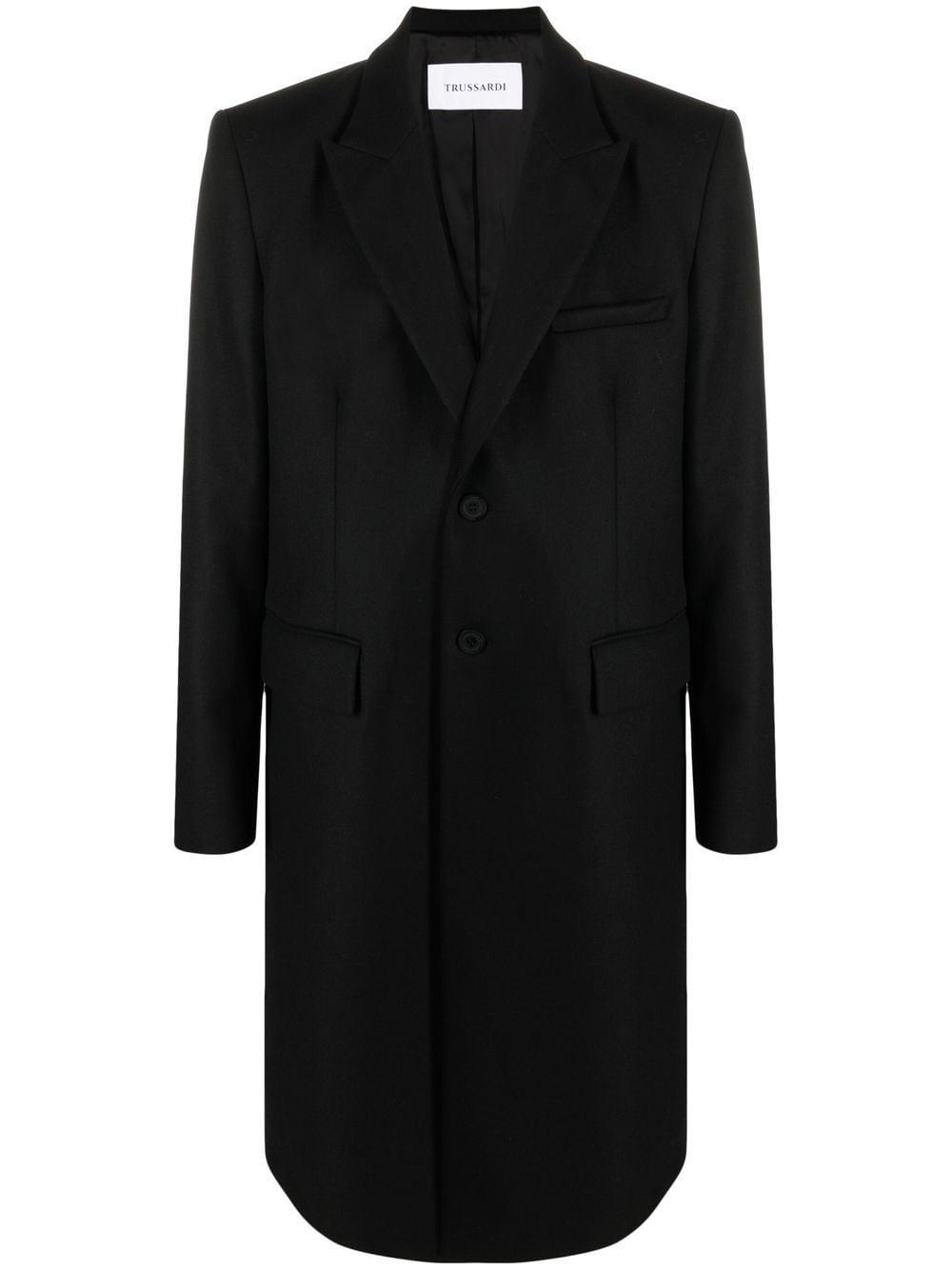 Trussardi Single-breasted Wool-blend Coat in Black for Men | Lyst