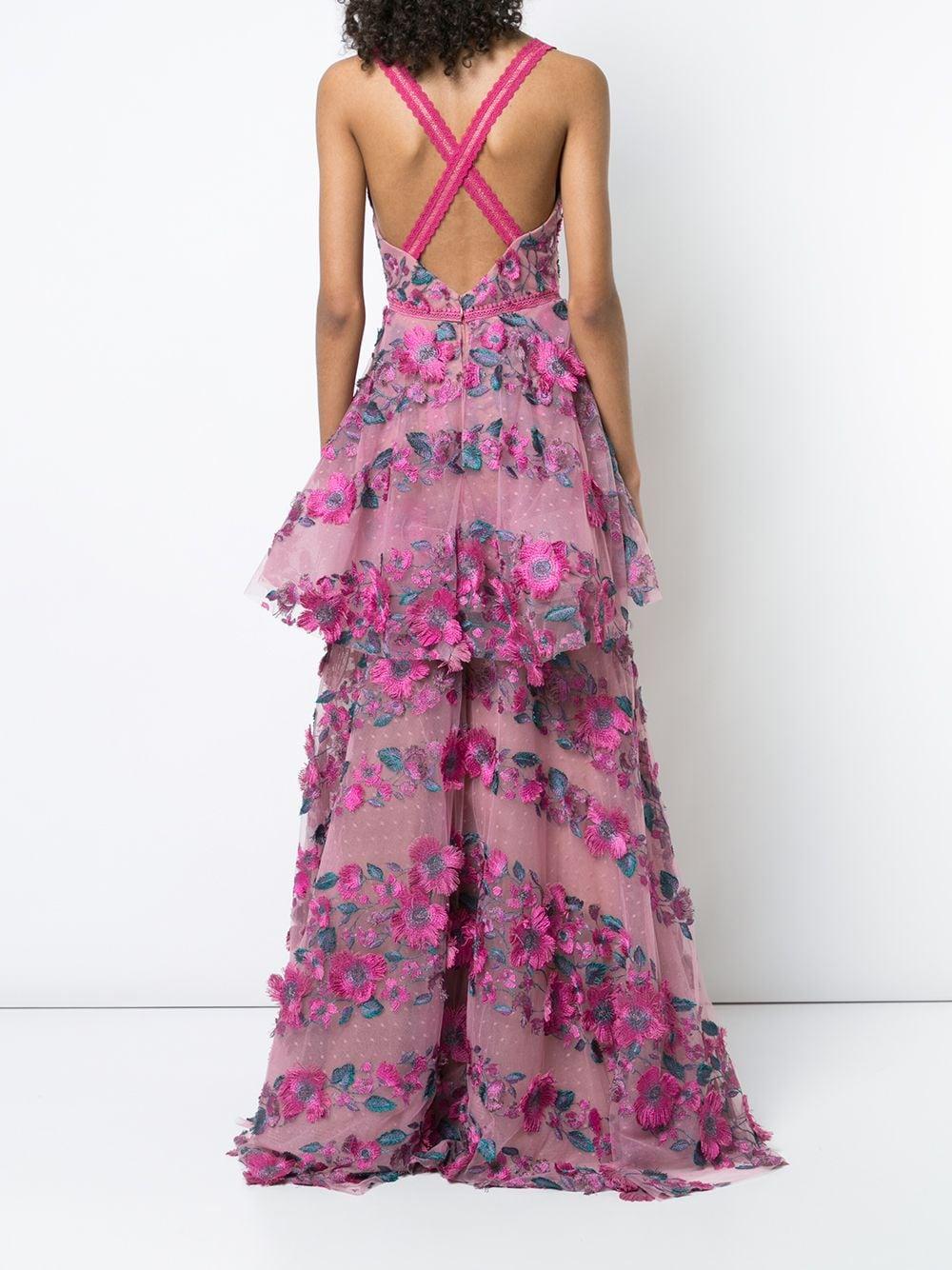 marchesa notte floral embroidered gown