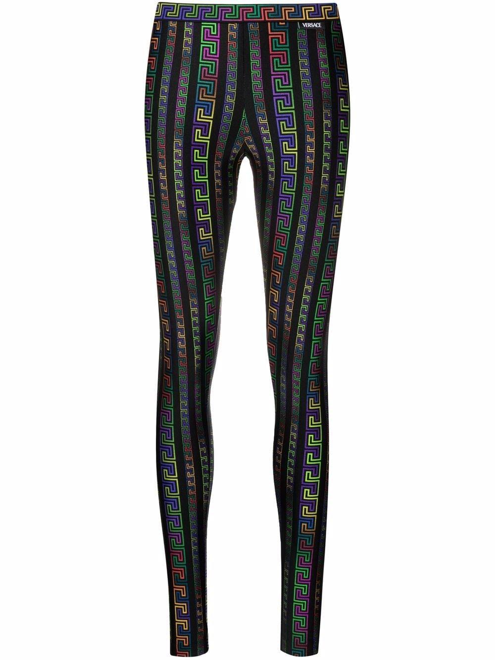 Versace Greca Neon-print leggings in Black