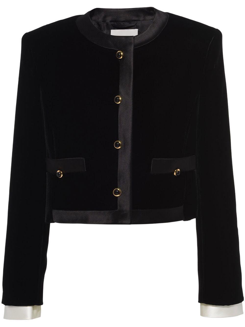 Miu Miu Single-breasted Velvet Jacket in Black | Lyst
