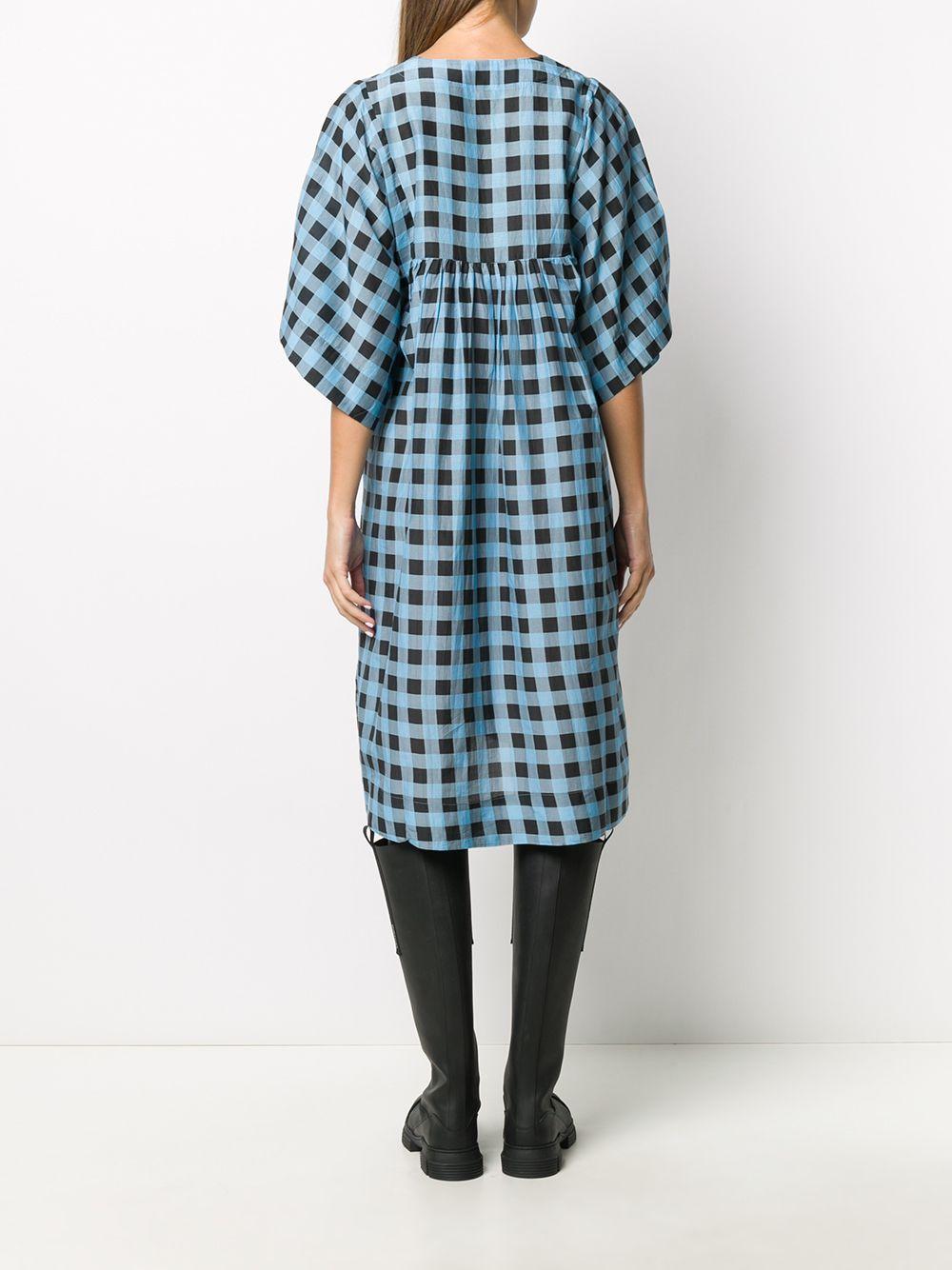 Ganni Checkered Tent Midi Dress in Blue | Lyst