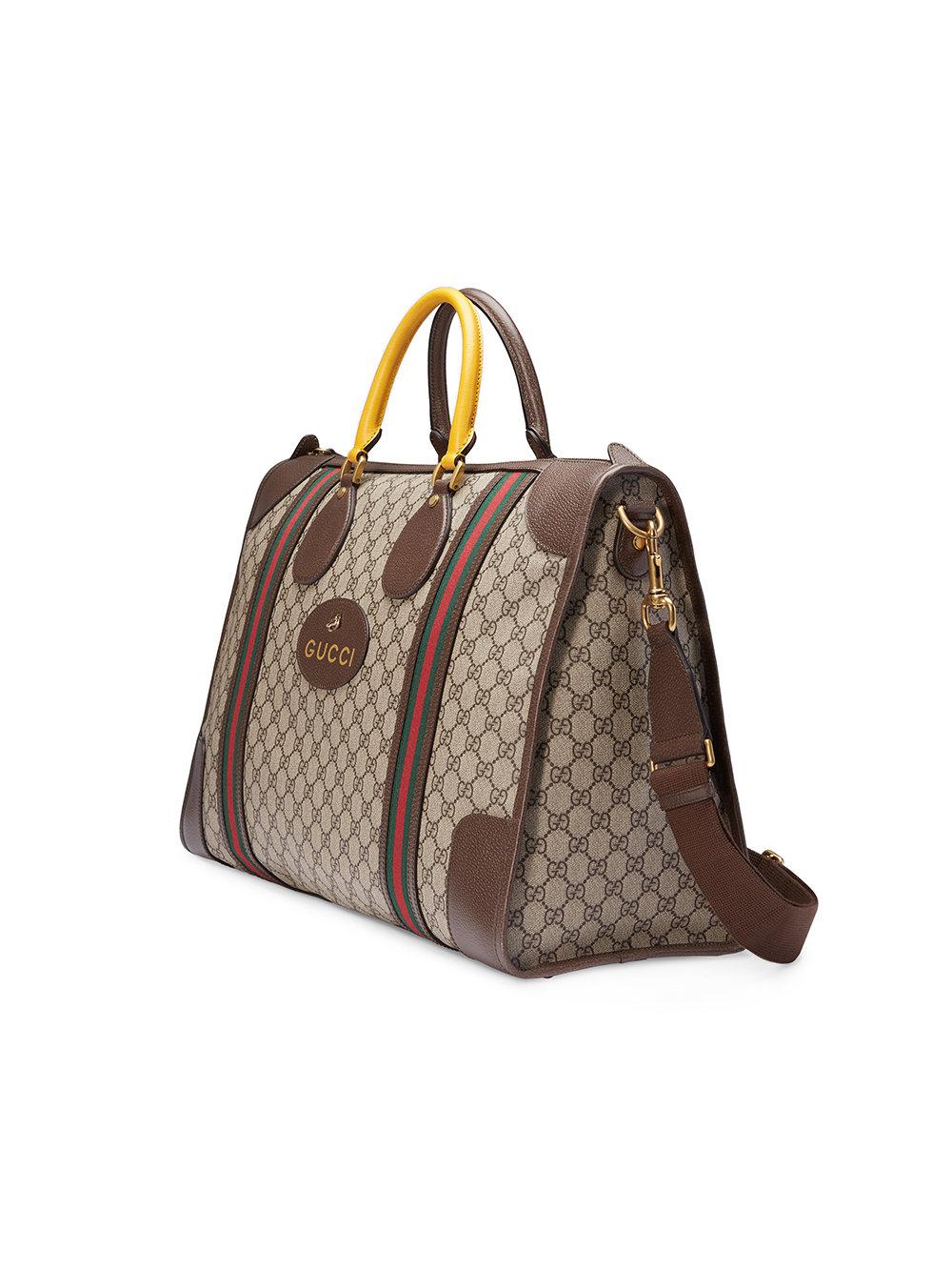 Maxi duffle bag with Web in beige and ebony Soft GG Supreme