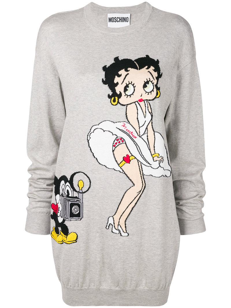 Moschino Betty Boop Sweater Dress in Gray | Lyst