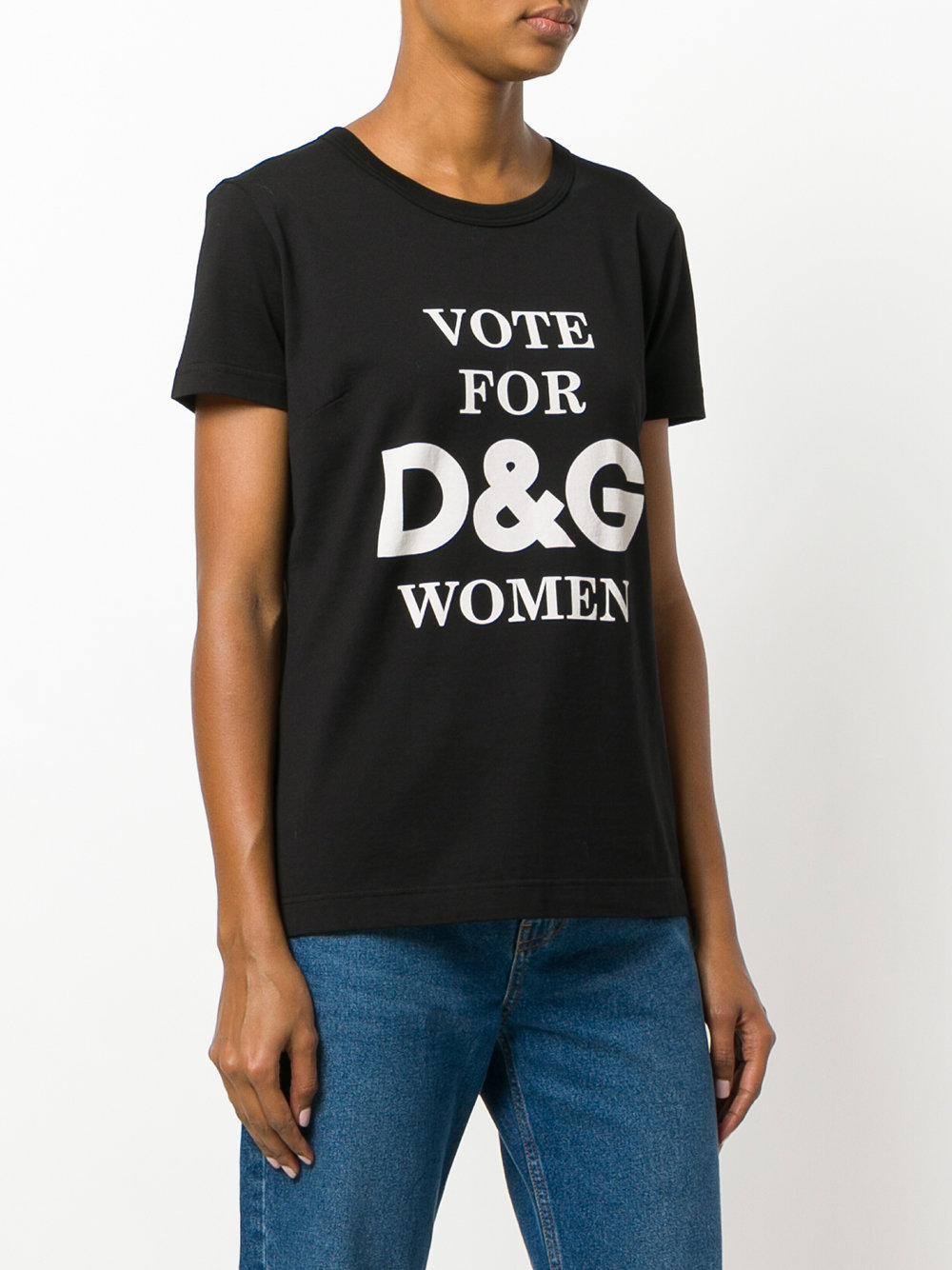 Dolce & Gabbana Denim Vote For D&g Women T-shirt in Black | Lyst