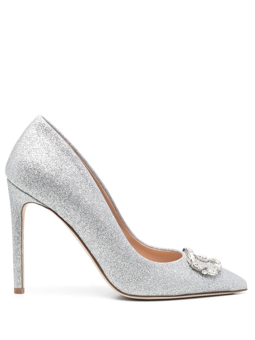 Dee Ocleppo 100mm Embellished Logo-plaque Pumps in White | Lyst