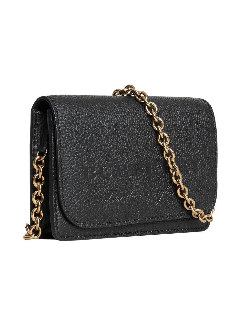 burberry embossed leather wallet with chain