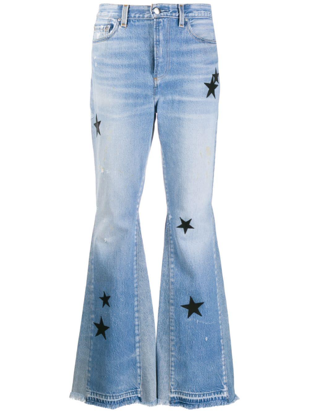 Amiri Star Patch Flared Jeans in Blue | Lyst
