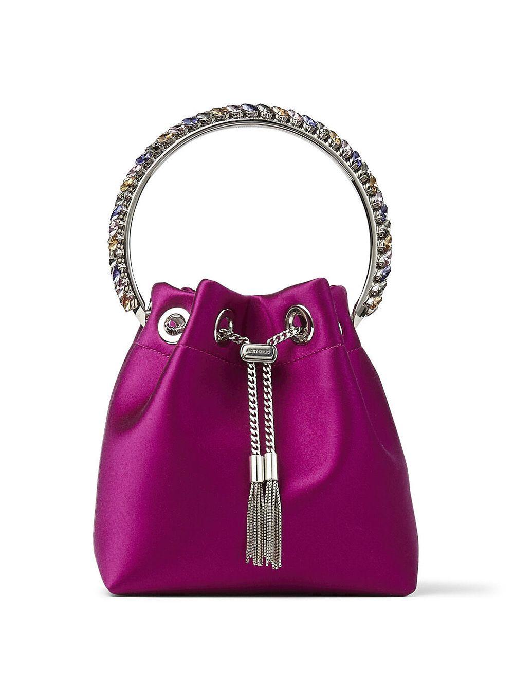 Jimmy Choo Silk Bon Bon Embellished Top Handle Bag in Purple - Lyst