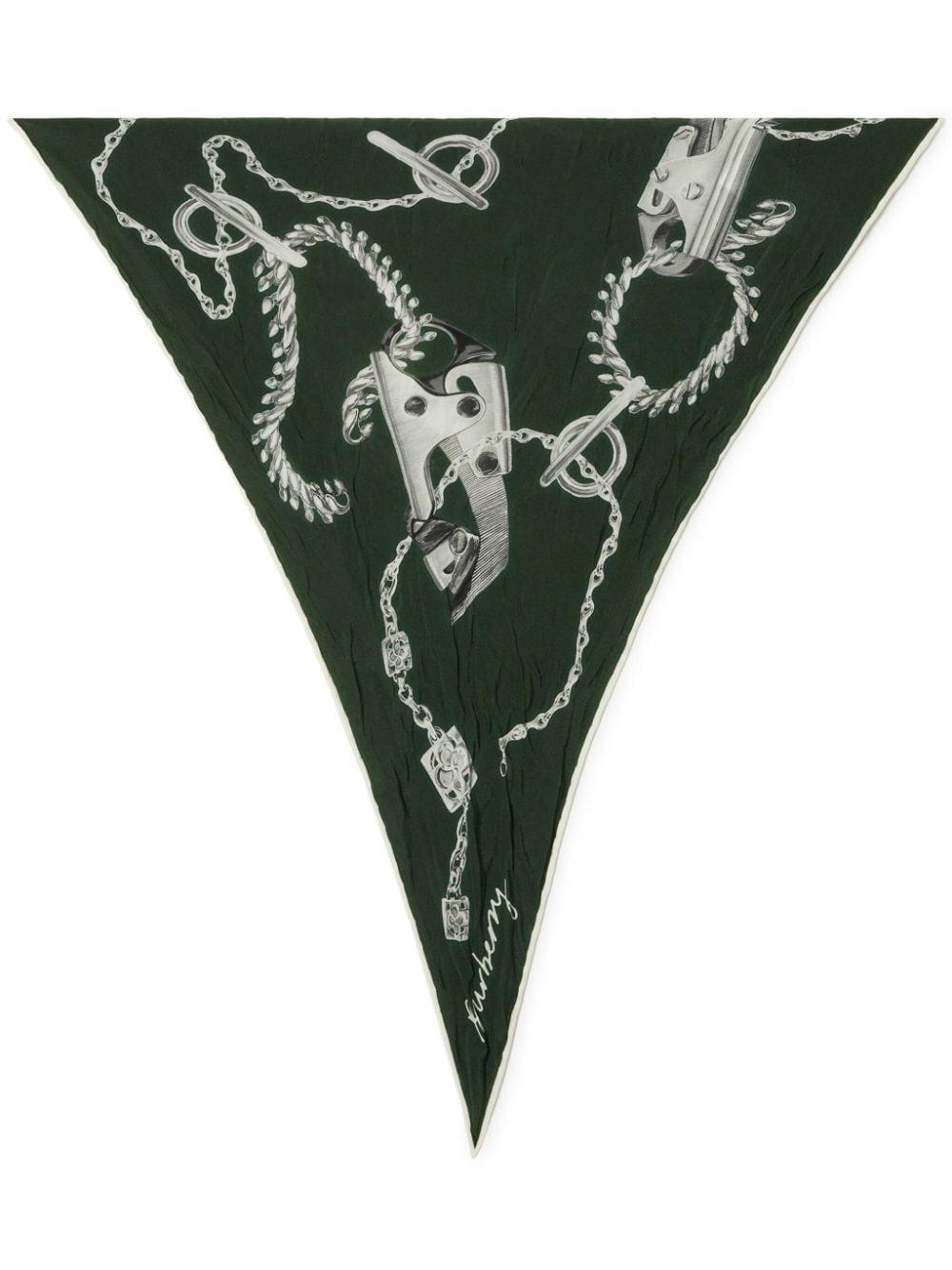 Burberry Knight-print Silk Scarf - Green
