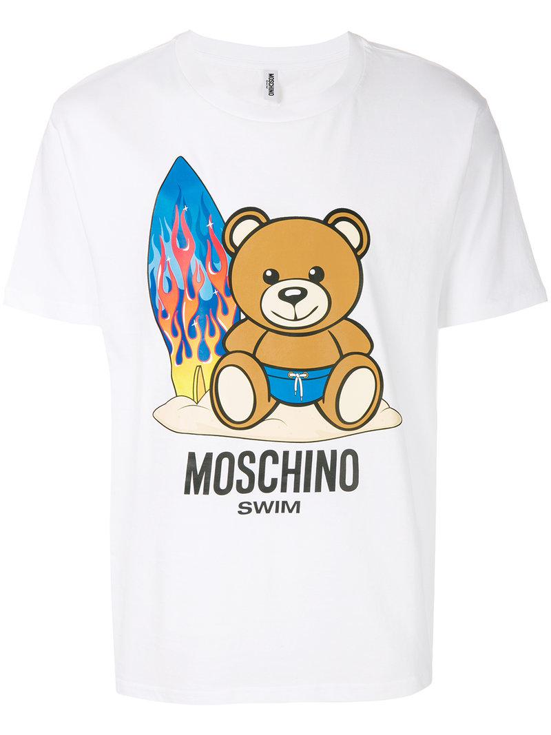 Moschino Surf Teddy T-shirt in White for Men | Lyst Canada