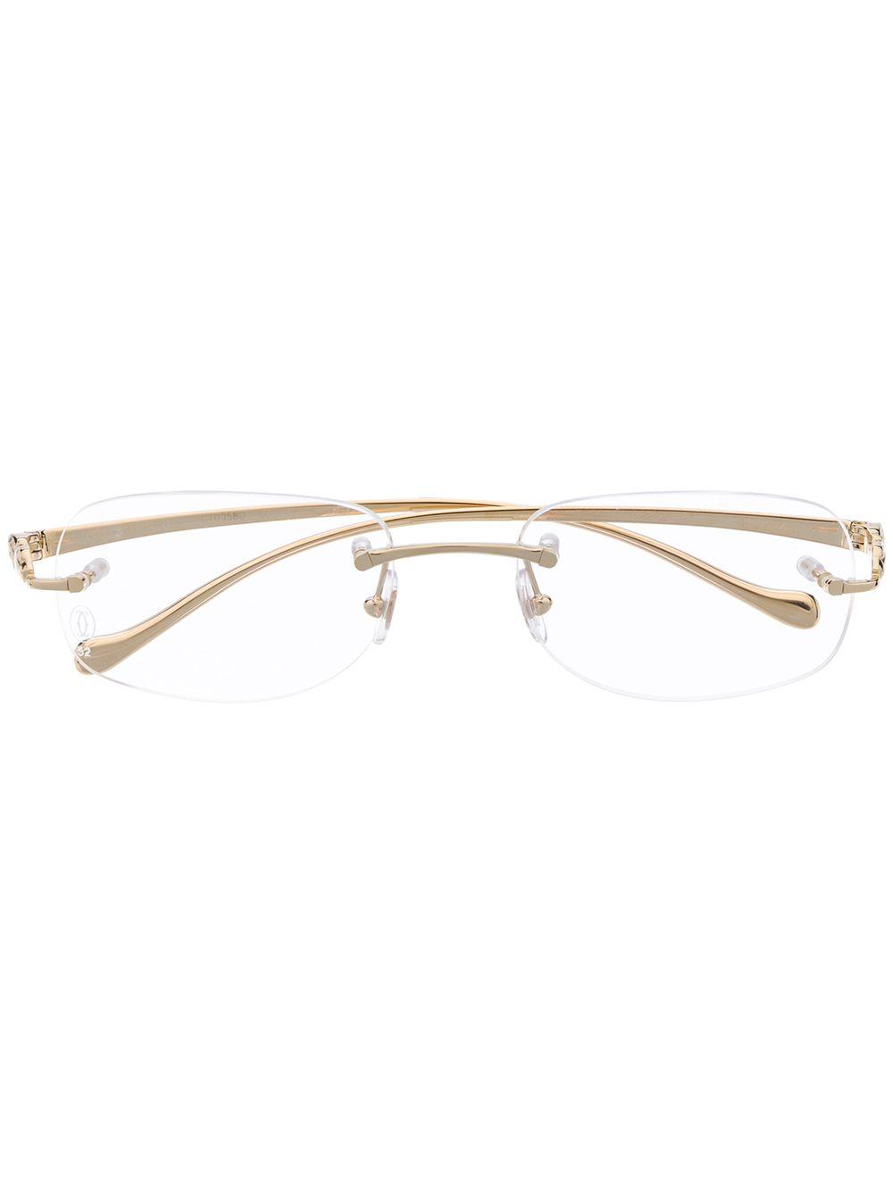 Cartier Panthère Rectangular Frame Glasses in Gold (Metallic) - Lyst