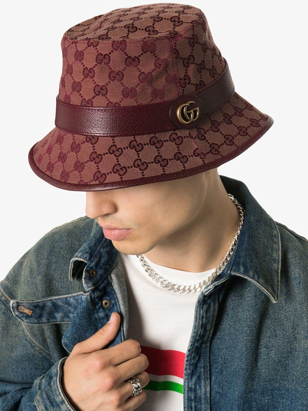 Gucci GG Canvas Fedora in Red for Men - Lyst