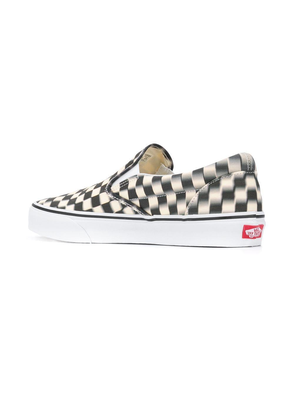 Vans Canvas Classic Blur Check Slip On Sneakers in Black for Men | Lyst