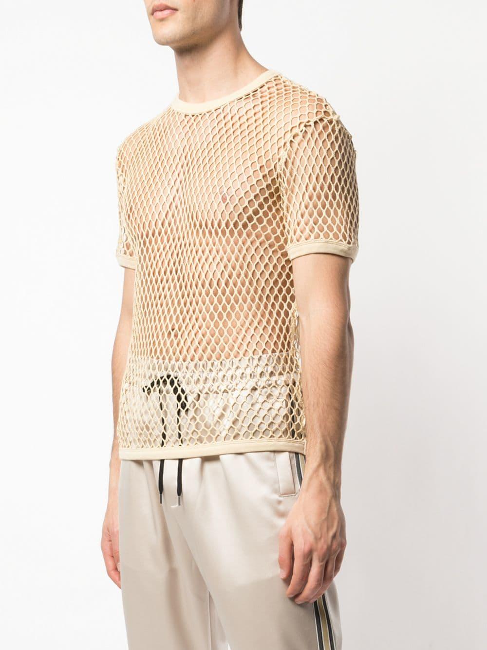 Cmmn Swdn Cotton Beige Fishnet T-shirt in Natural for Men - Lyst