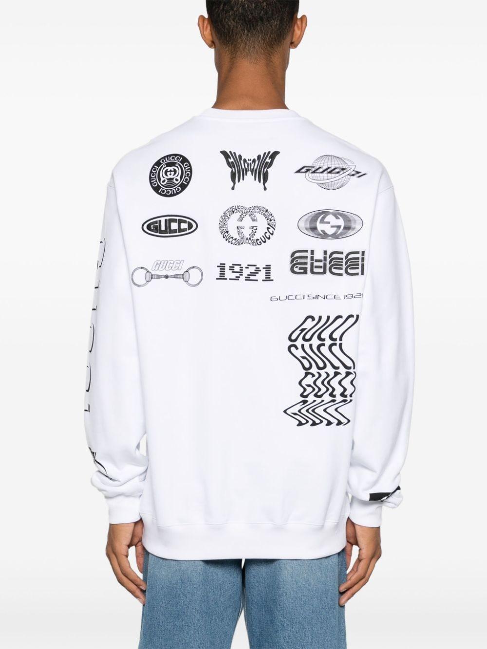 Gucci Logo Embroidered Sweatshirt in White for Men Lyst UK