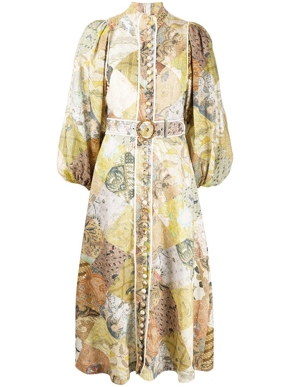 Zimmermann Brightside Batik Patch-print Linen Dress in Yellow | Lyst ...
