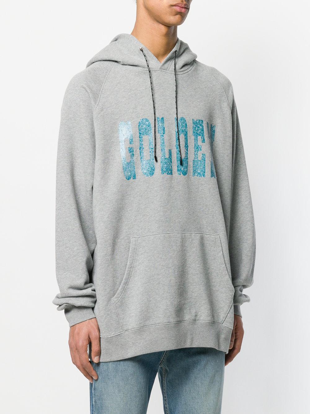 Golden Goose Deluxe Brand Leather Logo Hooded Sweatshirt in Grey (Gray ...