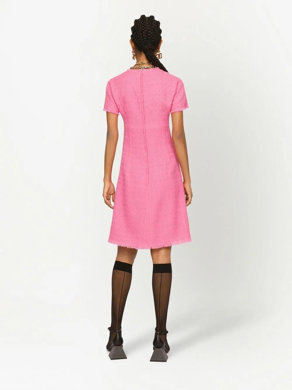 Dolce & Gabbana Rachel Tweed Dress With Dg Logo in Pink | Lyst