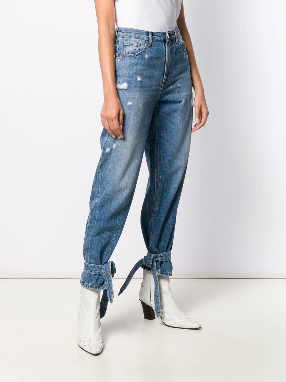 Pinko Denim Distressed Ankle Strap Jeans in Blue Lyst