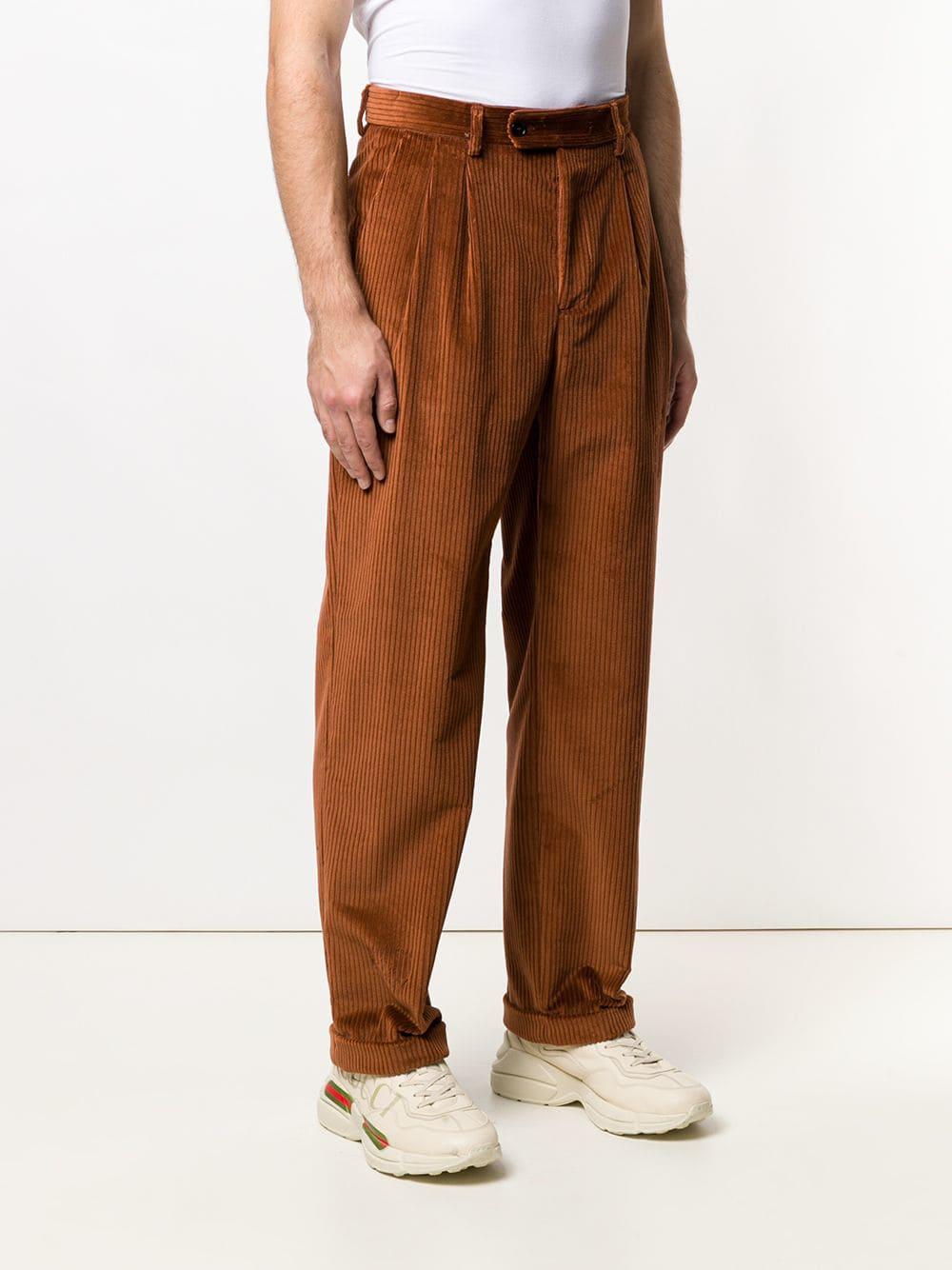 MSGM High-waisted Corduroy Trousers in Brown for Men - Lyst