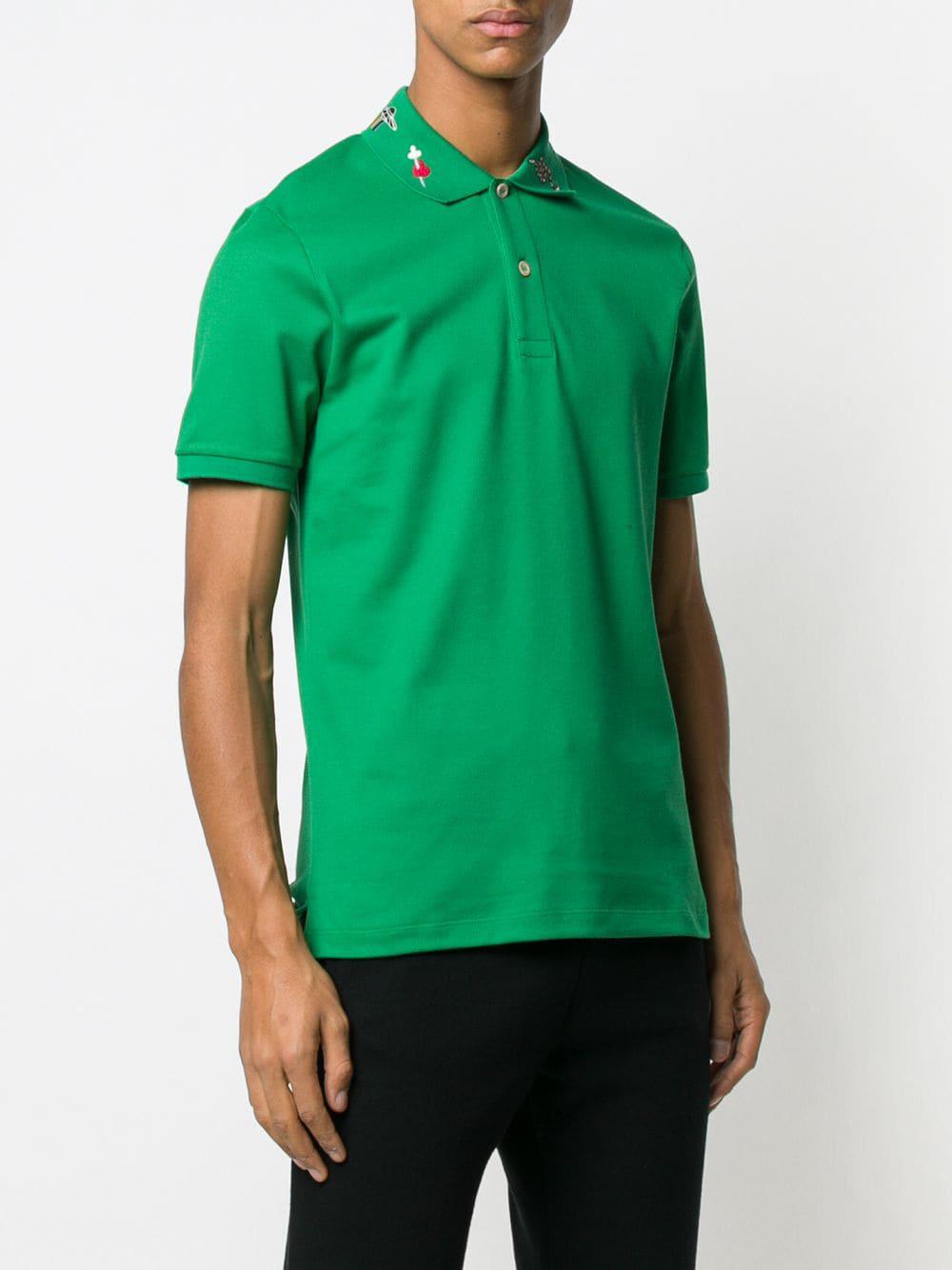 Gucci Cotton Embroidered Polo Shirt in Green for Men - Lyst