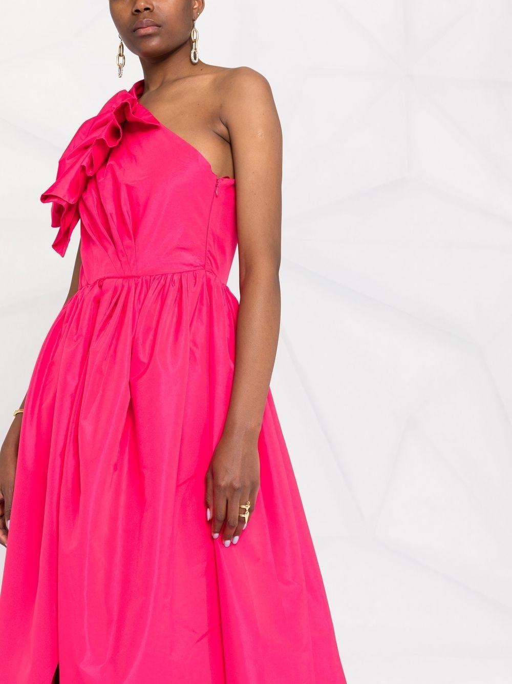 Pinko One-shoulder Long Dress in Pink | Lyst
