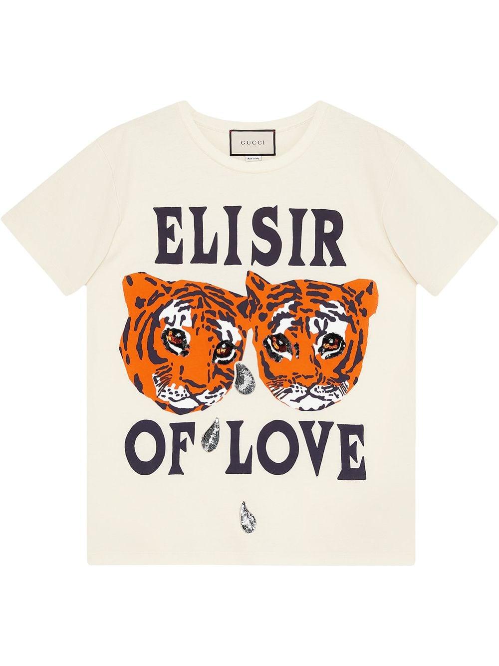 Gucci Tiger Oversized T-shirt in White - Lyst