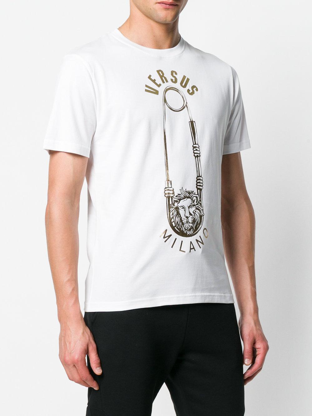 Versus Cotton Safety Pin Print T Shirt In White For Men Lyst
