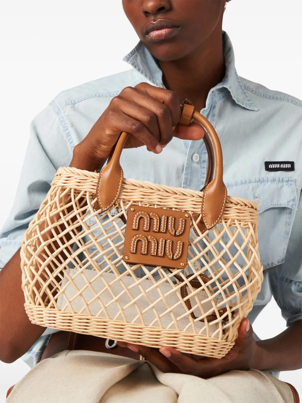 【MIU MIU】LOGO TOTE BAG Miu Miu Women's' Logo Tote Bag in Beige | LN-CC®
