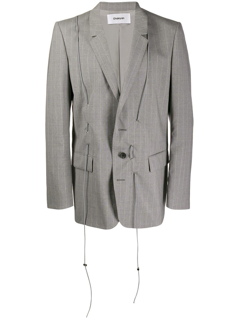 Hussein Chalayan toggle Detailed Blazer Jacket in Grey for Men