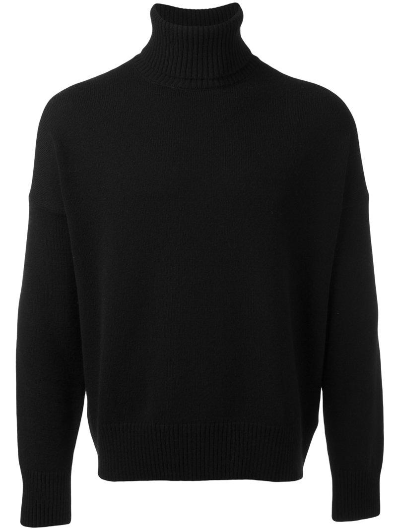 AMI Wool Oversize Turtle-neck Sweater in Black for Men - Lyst