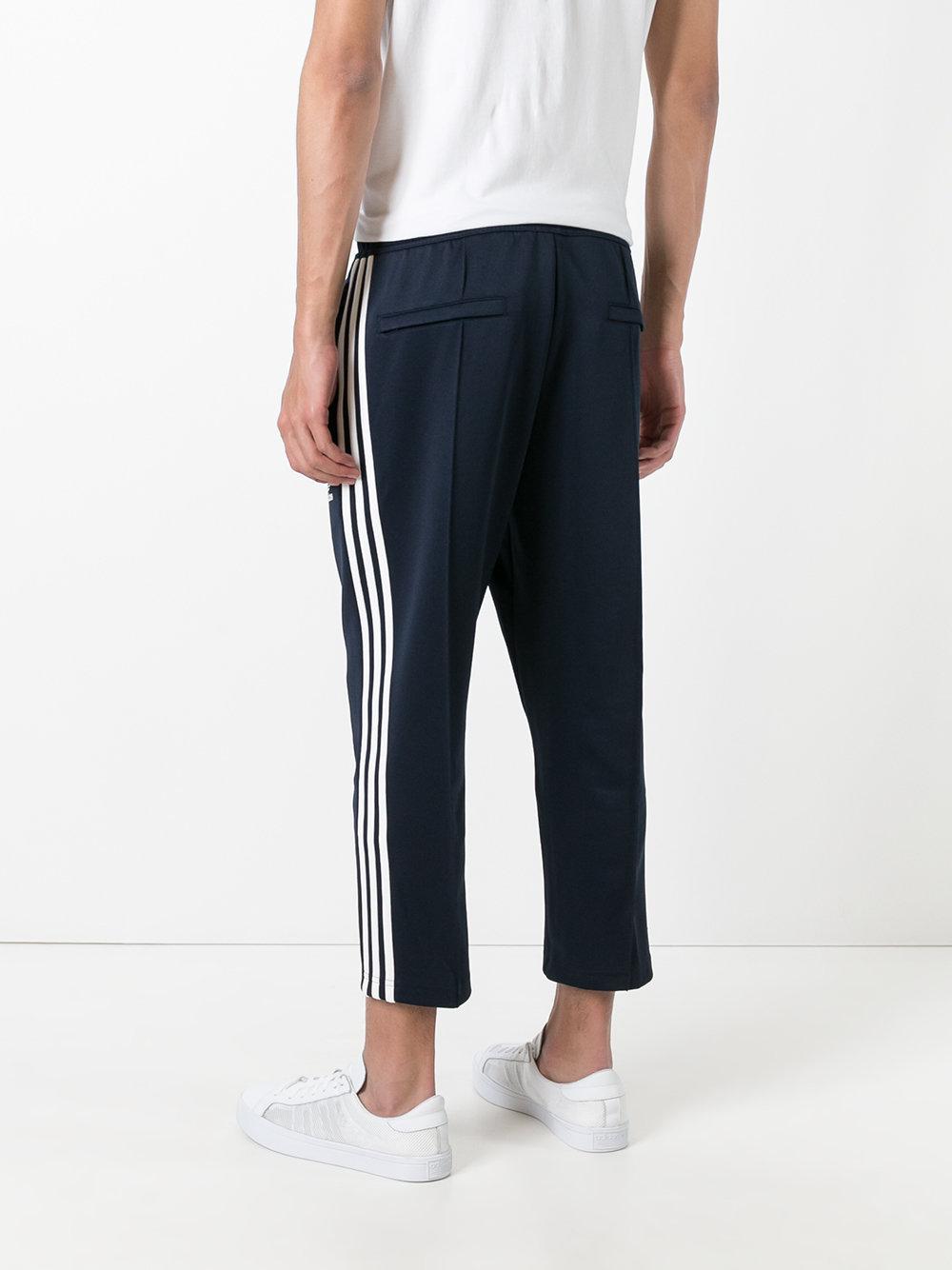 adidas Originals Cotton Cropped Track Pants in Blue for Men - Lyst