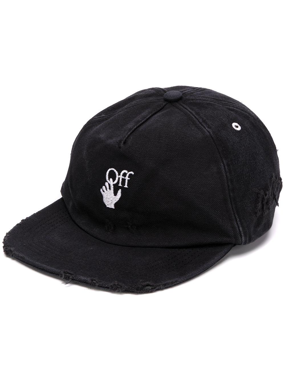 Off-White c/o Virgil Abloh Distressed Embroidered Cap in Black | Lyst