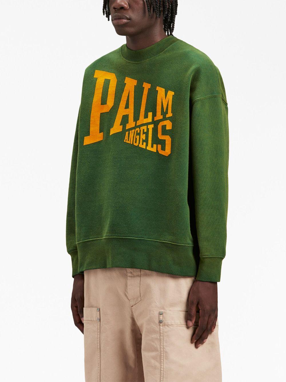 Palm Angels Logo-print Crew-neck T-shirt in Green for Men | Lyst
