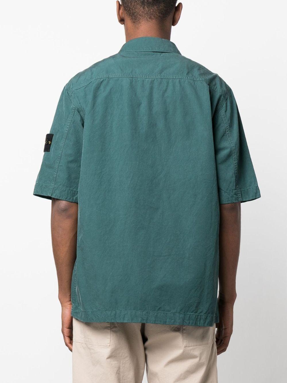 Stone Island Logo-patch Short-sleeve Overshirt in Green for Men | Lyst