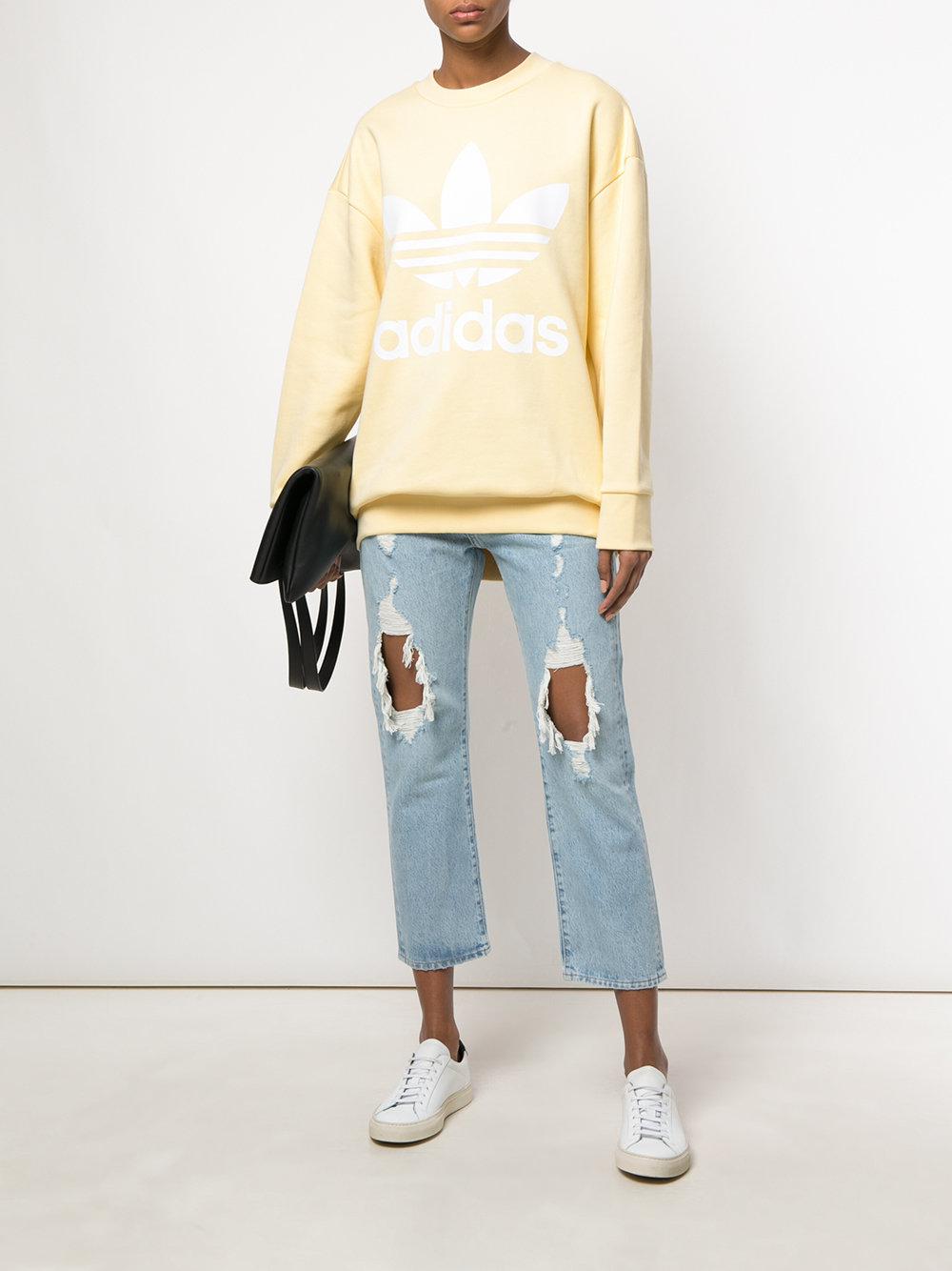 adidas originals trefoil oversized sweatshirt in yellow