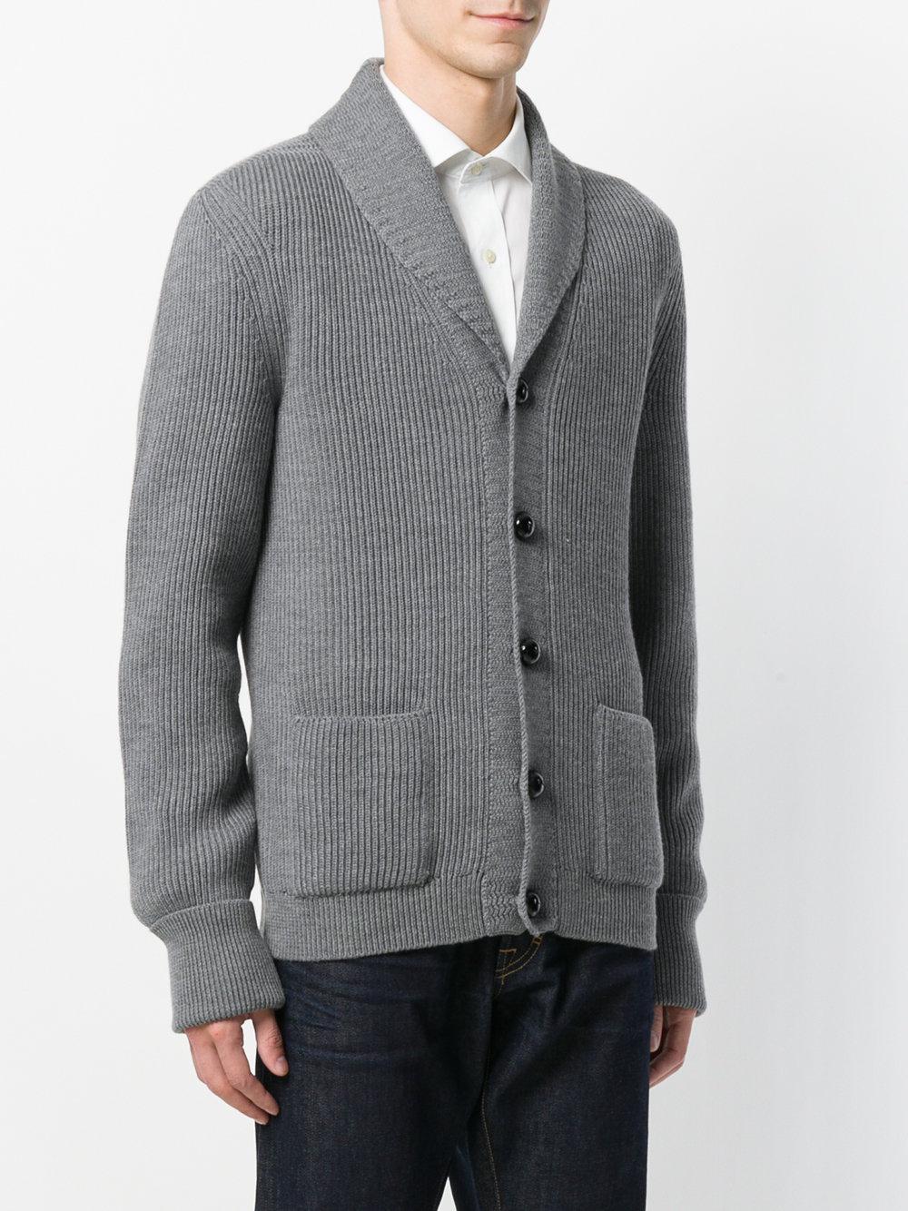 Tom Ford Steve Mcqueen Shawl-collar Ribbed Wool Cardigan in Gray for Men -  Lyst